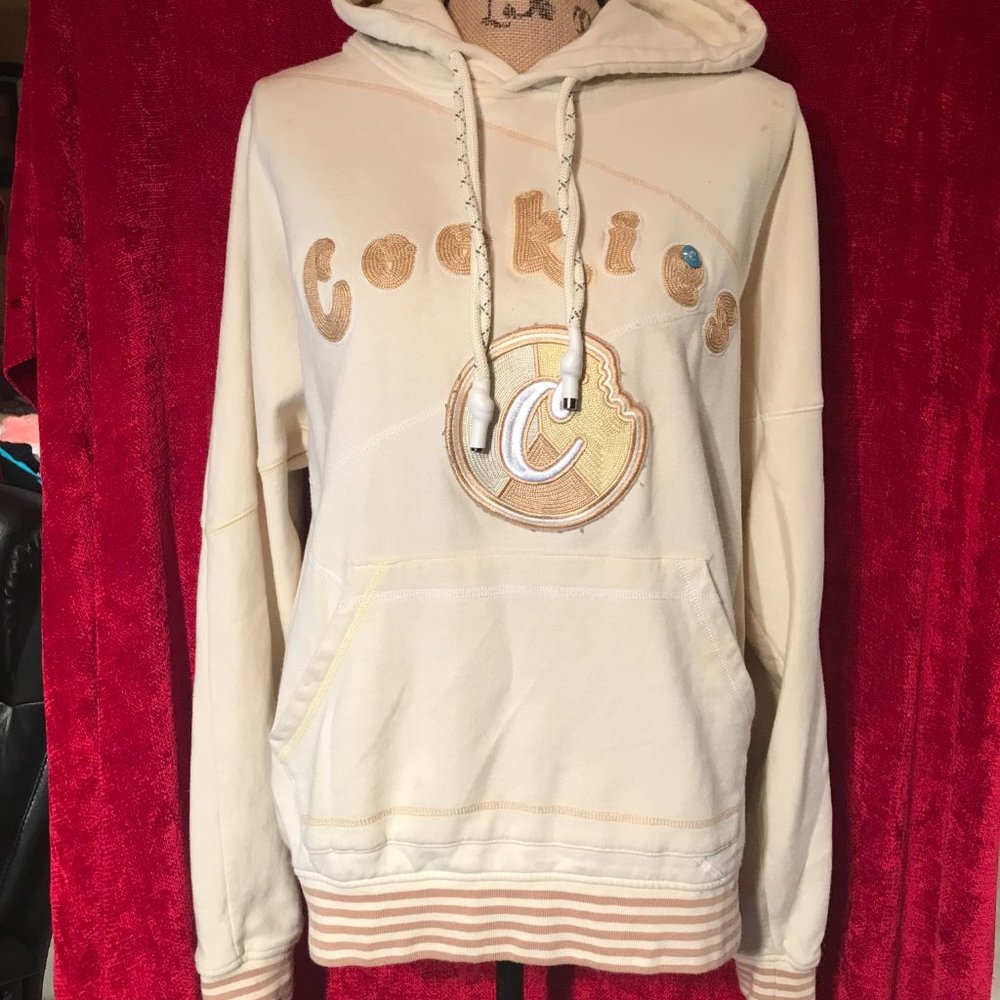 New Embraided Sweat-shirt Hoodie  Beige Color Kangaroo Pockets Long Sleeves